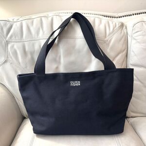 Eileen Fisher Canvas Tote Bag  Large Black  Magnetic Closure